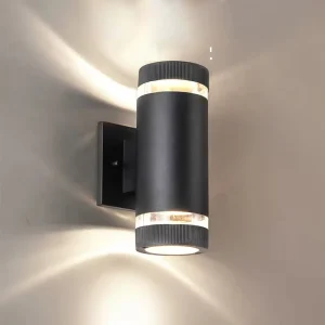 Modern Outdoor Aluminum PC Square and Cylinder Waterproof LED Wall Light Black for Garden Villa Porch
