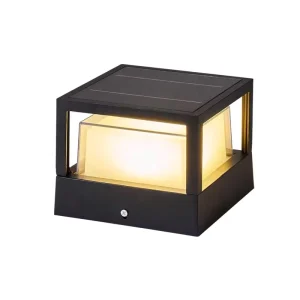 Modern Outdoor Aluminum Pillar Lamp with LED Solar Rectangular 3000K/4000K Post Main Gate Light E27 Base Type