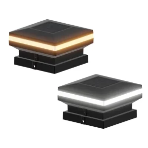 Modern Outdoor IP54 Waterproof Square Gate Fence Garden Post Led Solar Pillar Light
