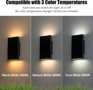 Modern Outdoor LED Wall Light Black Up and Down 10W LED Wall Lamp Lighting Fixtures for House Porch Entryway