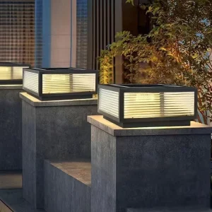 Modern Outdoor Solar LED Post and Pillar Light for Courtyards and Gardens