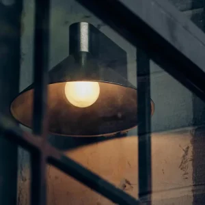 Modern Outdoor Wall Lamp Black Metal Shade Brass LED Light Source for Hotel Garden