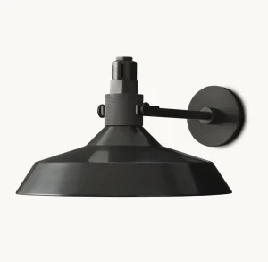 Modern Outdoor Wall Lamp with Black Metal Shade and Brass LED Light Source for Hotel and Garden Decoration