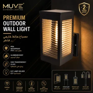 Modern Outdoor Wall Light with Ribbed Glass