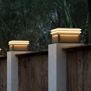 Modern Outdoor Waterproof LED Column Lamp Solar Powered Courtyard Villa Gate Pillar Light Garden Pathway Landscape Lighting