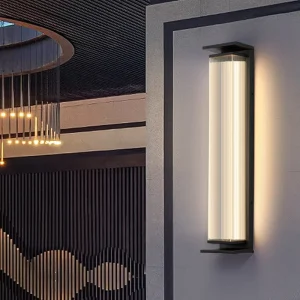Modern Simple Outdoor Solar Wall Lamp with LED Light Source Waterproof Stainless Steel Base Long Strip Shape for Home Courtyard