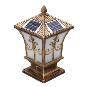 Modern Small Outdoor Solar LED Pillar Light IP65 Waterproof with Remote Control 360° Beam Dimmable
