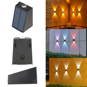 Modern Solar LED Wall Mounted Garden Light Up Down Sensor Rechargeable Lithium Battery IP65 Water Resistant Automatic Light