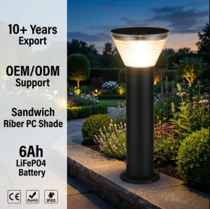 Modern Solar Lawn Lamp Waterproof IP65 High Power 4.5W Monocrystalline Panel 6Ah LiFePO4 Battery Outdoor Garden Light