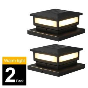 Modern Solar Outdoor Post Light, IP44 Waterproof, Square LED Pillar Light for Gate and Fence