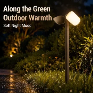 Modern Square Double Head LED Garden Path Light Waterproof Outdoor Bollard Lamp for Resort Villa Lawn Landscape