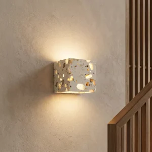 Modern Square Terrazzo Stone LED Wall Lamp, 3000K Warm White, Waterproof, for Indoor and Outdoor Use