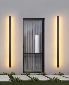 Modern Stainless Steel Outdoor Wall Light with Waterproof LED, Polycarbonate Diffuser, and Long-Strip Luminaire