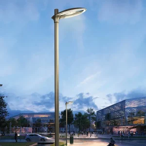 Modern Style 4.5m Outdoor AC Powered 55W 15W Dimmable LED Landscape Garden Lamp Post Die cast Aluminum Body IP65 Rating Remote