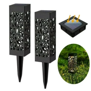 Modern Style Pathway Landscape Lamp Outdoor Waterproof Hollow Out LED Solar Lawn Light for Garden Yard Patio