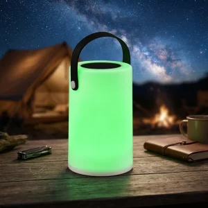 Modern Unique Indoor Outdoor IP44 Solar LED RGBW Plastic Table Lamp Portable Cordless Cylinder USB White Dimmable Garden