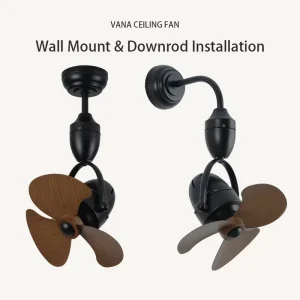 Modern Wall-Mounted Corner Ceiling Fan with Remote Control Downrod & Wall Mount Included