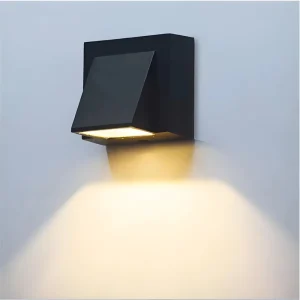 Modern Waterproof Aluminum LED Square Outdoor Front Door Light Wall Lamp Tempered Glass Diffuser Warm White Light for Garden