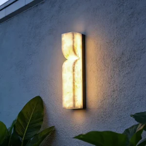 Modern Waterproof Faux Marble Outdoor Wall Light Rustproof Exterior Wall Sconce for Villa Gate Balcony Corridor Patio Courtyard