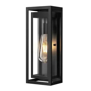 Modern Waterproof Matte Black Outdoor Wall Lights Sconces with Clear Glass Shade for Front Door Porch