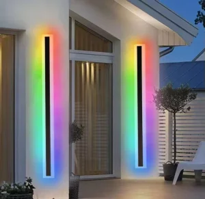 Modern Waterproof Outdoor Long Strip LED Wall Lamp IP65 RGB RGBCW Color Changing Wall Light Garden Porch Wall Sconce Light