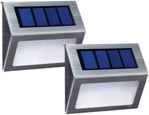 Modern Waterproof Outdoor Solar Wall Light with Stainless Steel Housing for Home Garden Fence Deck Decoration Lamp