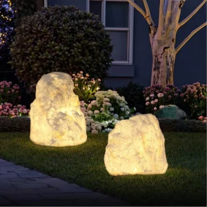 Momovalley Outdoor Simulated Stone Lights IP65 Waterproof Exterior Patio Christmas Street Garden Lights for Lawn Decor