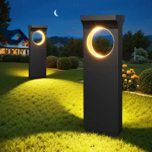 Moon-Shaped LED Solar Pathway Lawn Lights, Waterproof Outdoor Garden Landscape Lights