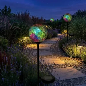 Mosaic Gazing Ball Garden Solar Stake Lights IP65 Waterproof Warm White Outdoor