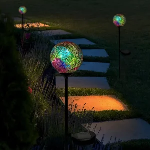 Mosaic Gazing Ball Solar Stake Light for Outdoor Garden Paths