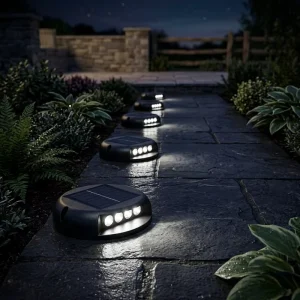Motion Activated Solar Stair Lights Outdoor IP65 Waterproof Deck Step Lamp for Garden Pathway Night Safety