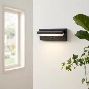 Motion Sensor LED Wall Lamp Dusk to Dawn Outdoor Light Fixture Waterproof Black Exterior Wall Light for Garden Porch Stairway
