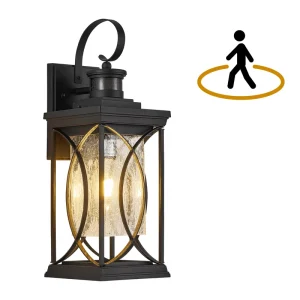 Motion Sensor Outdoor Lights Wall Mount Dusk to Dawn Exterior Light Fixture Anti-Rust Waterproof Outside Porch Lights with Glass