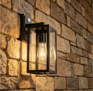 Motion Sensor Outdoor Wall Light Fixture Anti-Rust Waterproof Clear Glass Front Porch Light