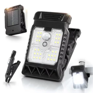 Motion Sensor Solar Clip Light Waterproof Adjustable Solar Fence Light Outdoor Garden 3 Modes Solar Powered Clip Lamp Portable