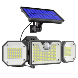 Motion Sensor Solar Lights Outdoor 226 LEDs 3 Rotatable Heads Waterproof Garden Wall Lamp Security Light with Remote Control