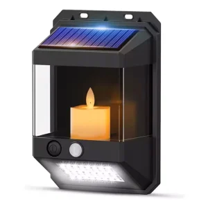 Motion Sensor Solar Powered Candle Wall Light with Flickering Flame Effect IP65 Rated CE Certified Portable Garden Decor