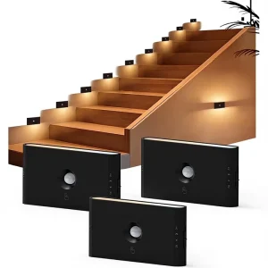 Motion Sensor Wall and Stair Light, Black, Magnetic Mount, Rechargeable, Dimmable, for Hallways and Stairways