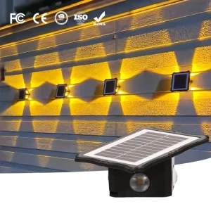 Mounted Solar Powered IP65 Waterproof ABS RGB Dimmable Sensor-Controlled Outdoor Garden Wall Washer Light