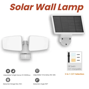 Multi Function LED Motion Sensor Solar Lamp 2heads Small Waterproof IP54 Adjustable Wall Lights for Garden Courtyard