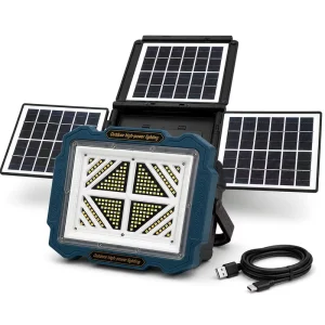 Multifunctional 204PCS Dual Color ABS Solar Flood Light for Roadside Camping Workshop and Construction Portable Work Lamp