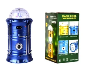 Multifunctional Outdoor Hanging Rechargeable Portable Telescopic Collapsible Led Camping Lamp with LED Party Disco Light
