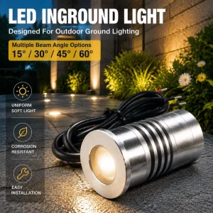 Multiple Beam Angle 15°/30°/45°/60° Stainless Steel Recessed Deck Inground Light IP68 Waterproof Uplight for Villa Garden