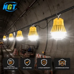 NGT Linkable LED Work Light for Construction Job Site Contractor Tripod Mountable 3000K 4000K 5000K Adjustable CCT and Wattage