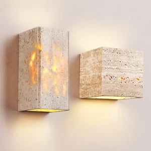 Natural Travertine Yellow LED Wall Sconce Wabi Sabi COB Wall Lamp Outdoor Indoor Wall Light Courtyard Villa Hotel Decor CE RoHS