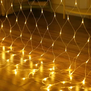 Net Light IP44 Outdoor Christmas Garden Decoration Lighting Warm White 8 Lighting Modes Remote Control Rechargeable Dimmable