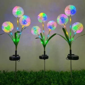New 3 Head Solar Powered LED Lantern Green Onion Dandelion Ground Light for Small Outdoor House Courtyard Garden IP65 Plastic