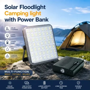 New Arrival Camping Garden 50W 100W 120W IP65 Rated LED Floodlight 120 Beam Angle Solar Panel Charging Flashlight for Hiking