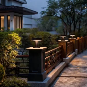 New Design IP65 Waterproof Decorative Home Fence Door Headlight Post Versatile Column Outdoor LED Solar Garden Lights CRI 80
