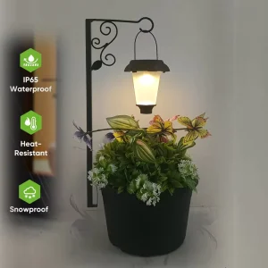New Han Sixin Garden Decoration IP65 Waterproof Solar-Powered PVC Outdoor Floor-standing Flower Pot Light